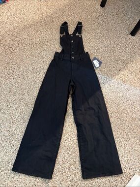 Universal Thread Black Wide-Leg Denim Overalls